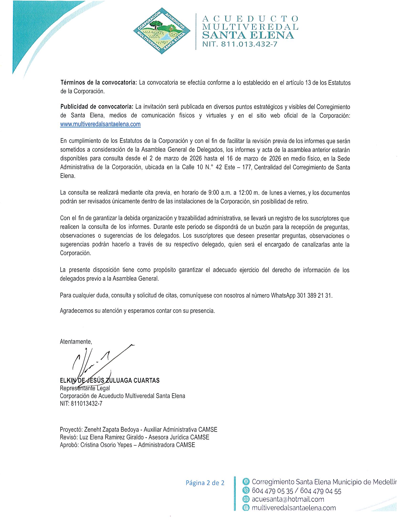 Convocatoria Asamblea Ordinaria